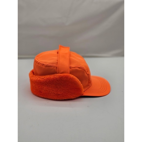 Vintage Made in USA Trooper Winter Trapper Hat Orange with Flaps Hunting - Picture 4 of 12